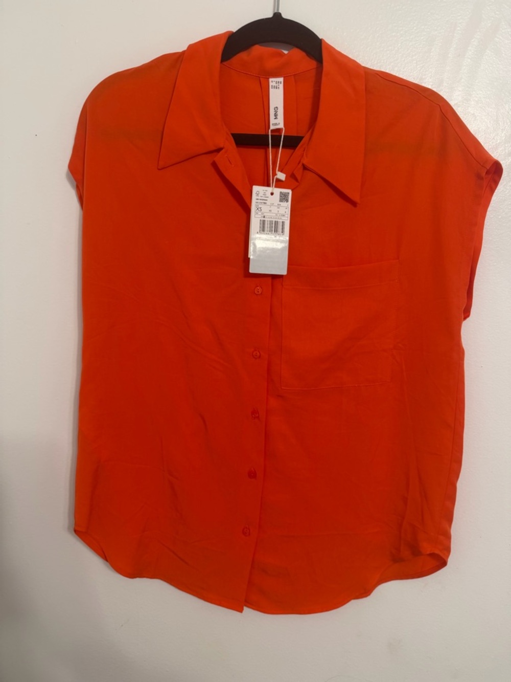 Woven Button-Front Blouse - Orange